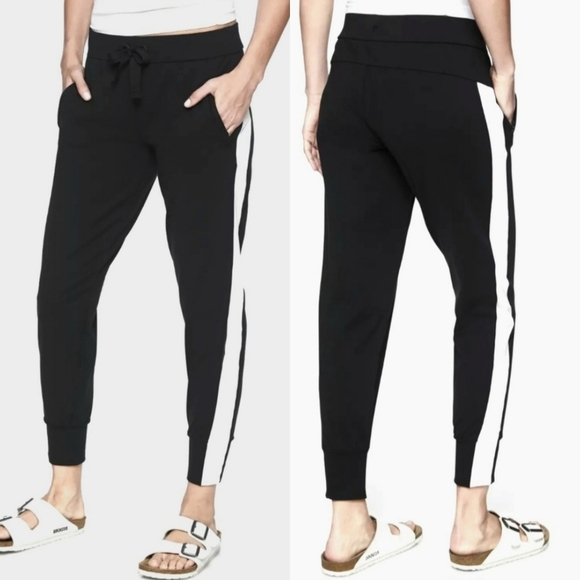 Athleta Metro Track Jogger Black White Women's Small - Picture 1 of 8